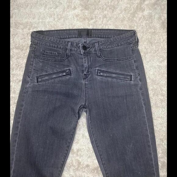 Vince mid-grey moto-style denim skinny jeans Size 30 - Picture 2 of 9